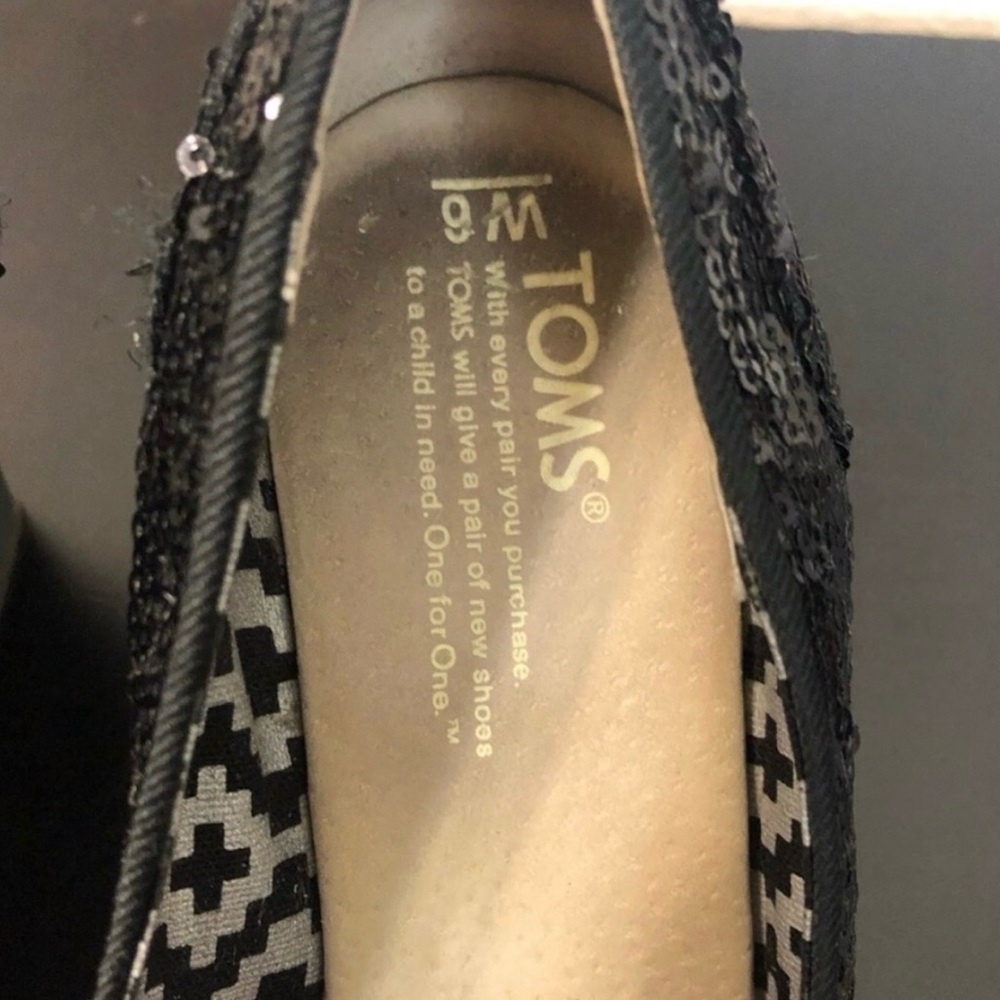 Toms Black Sequin Wedges - Picture 5 of 8